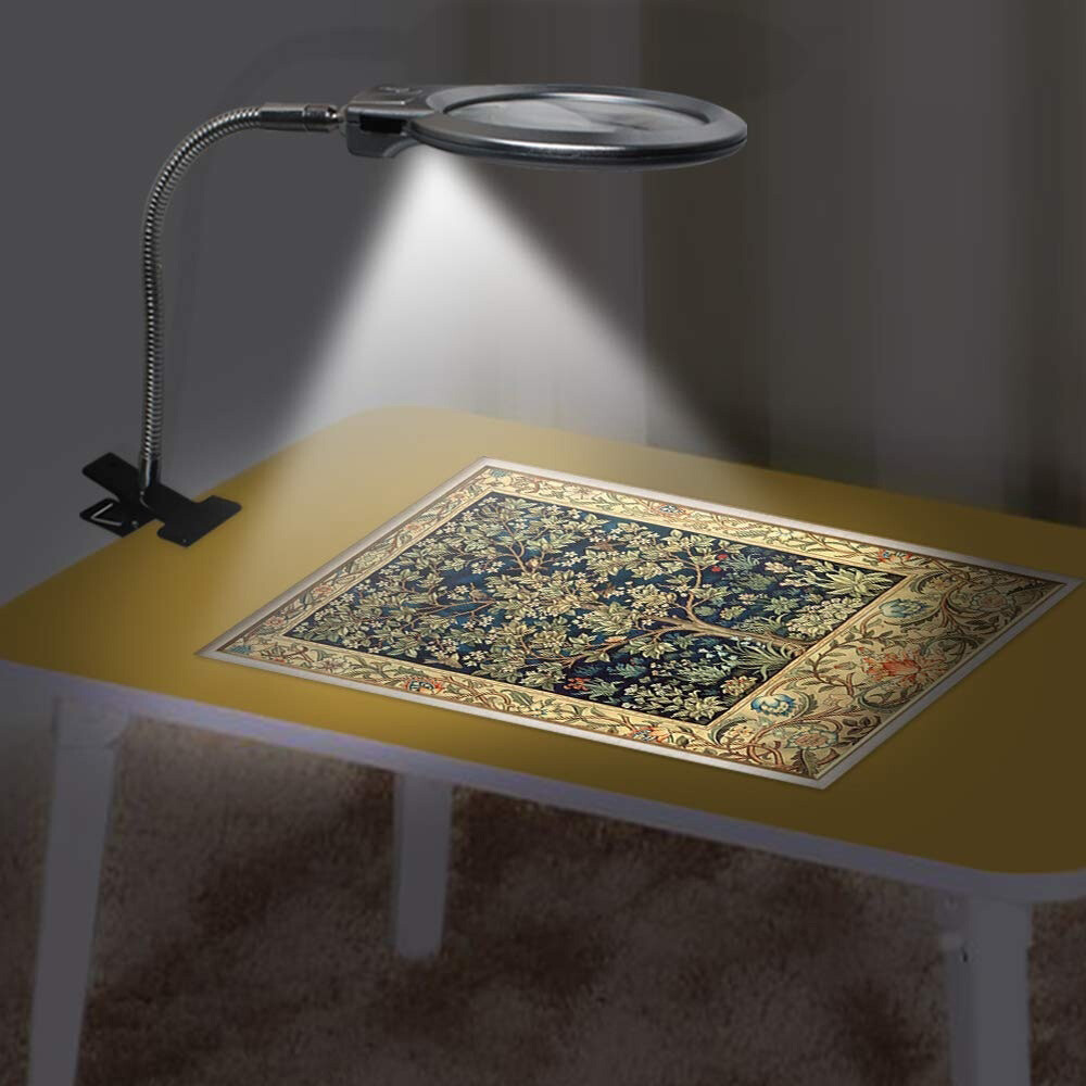 Desk Table Clamp Mount Top Magnifier LED Light Magnifying Diamond Painting Tool