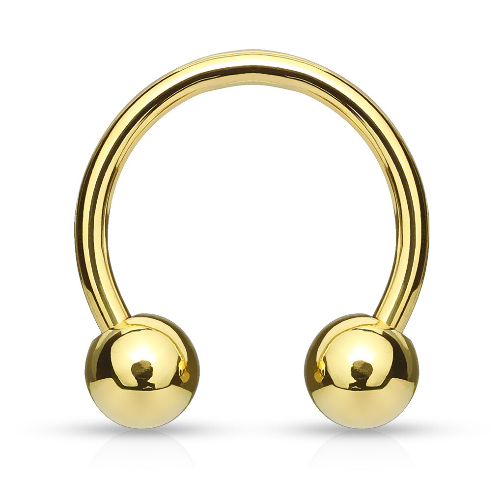 20g 18g 16g 14g Gold Color Circular Barbell Horseshoe, Septum Ring, Nipple