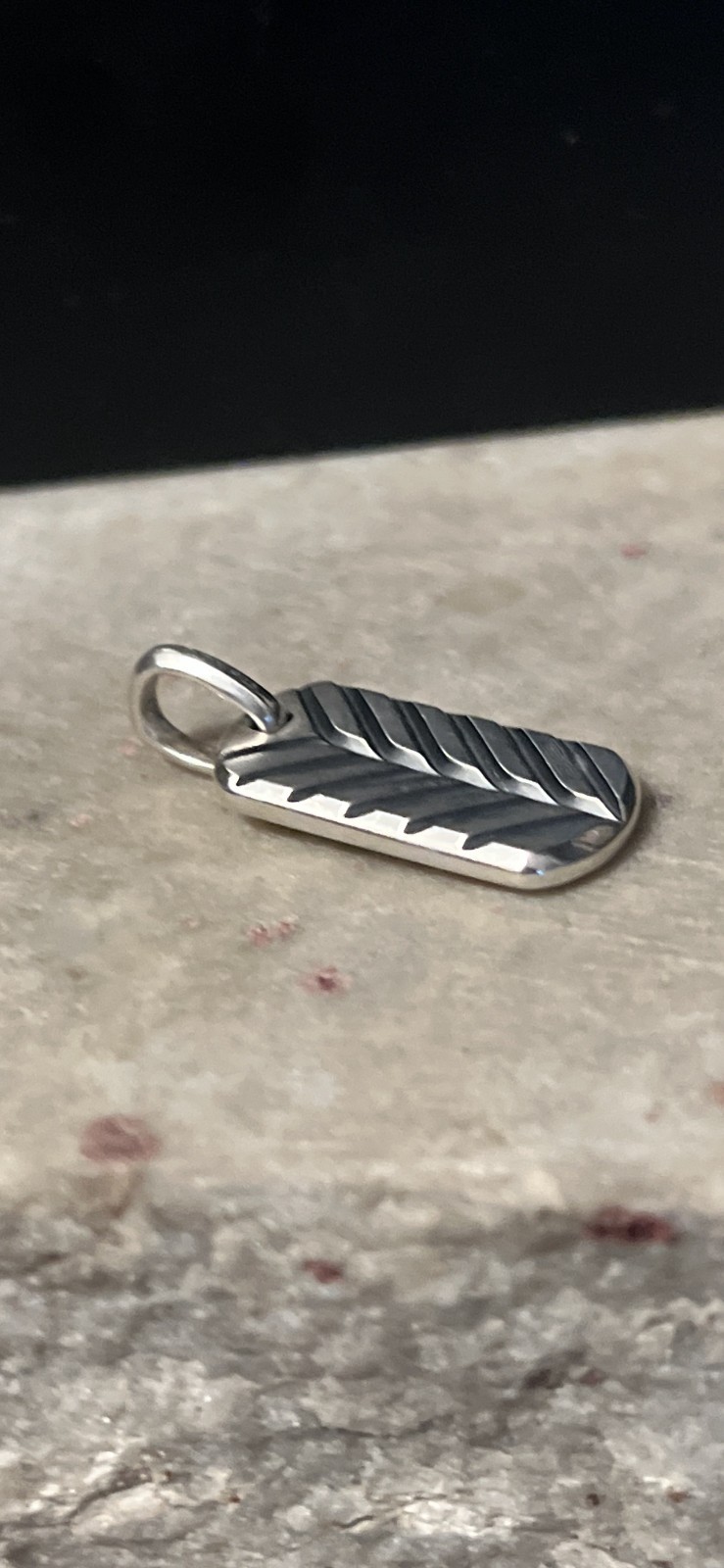 925 Silver David Yurman Chevron Dog Tag Pendant 27mm