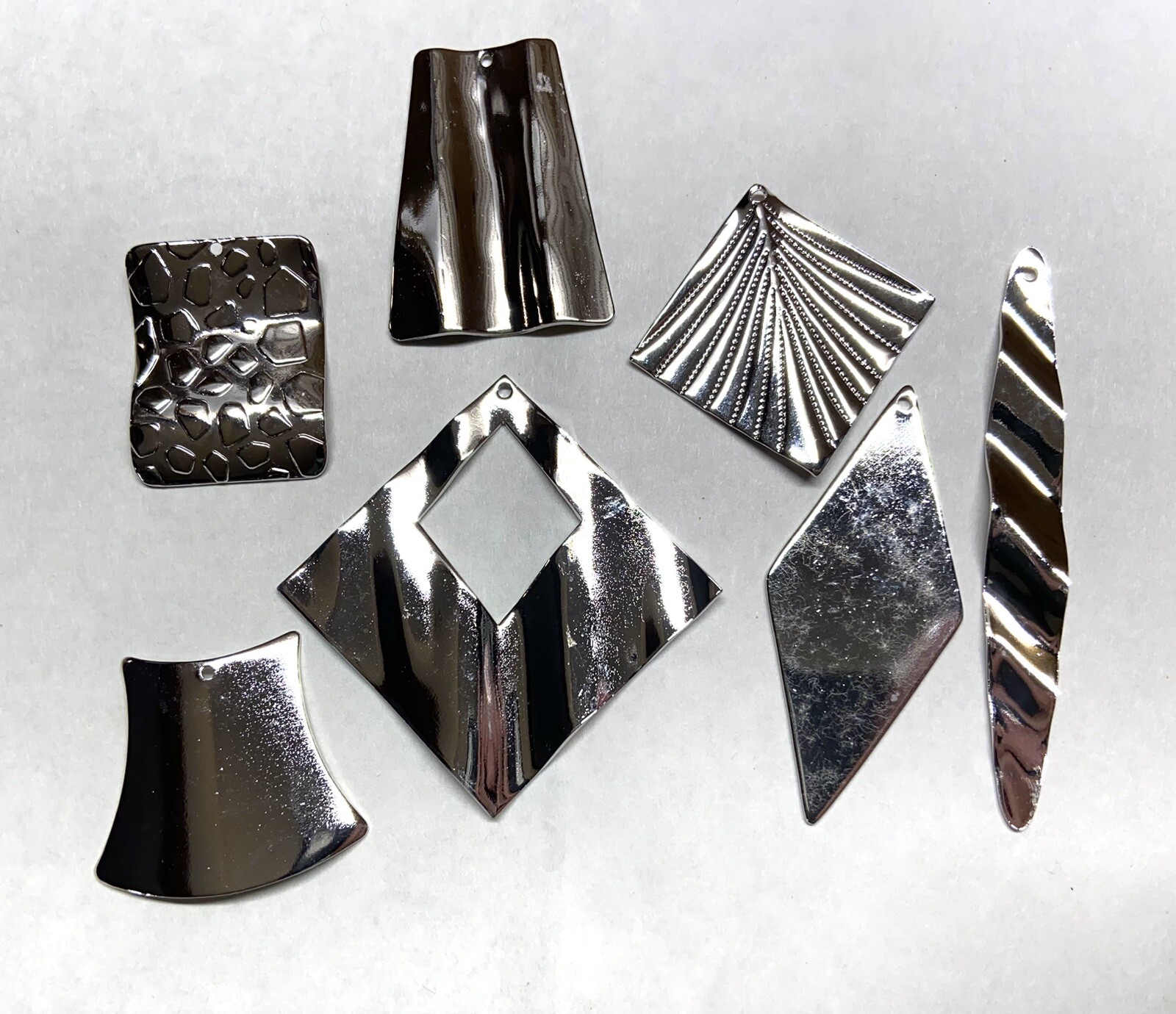 31x Rhodium Plate Charm with hole for hanging- Assorted shapes and sizes