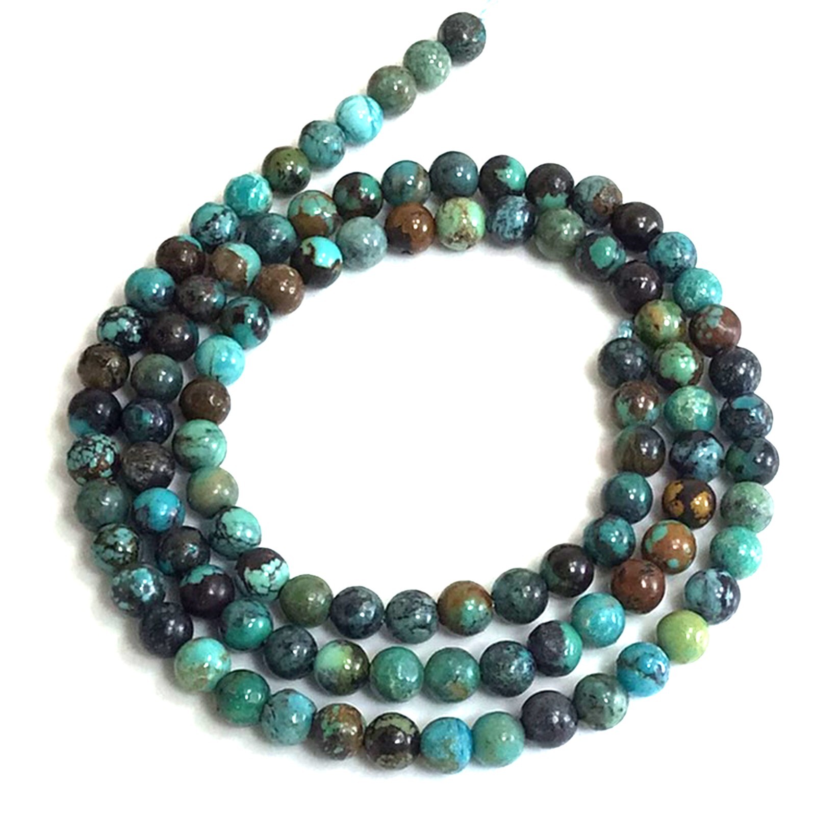 4mm Grade AAA Genuine Natural Turquoise Blue Green Smooth Round Loose Bead 15″