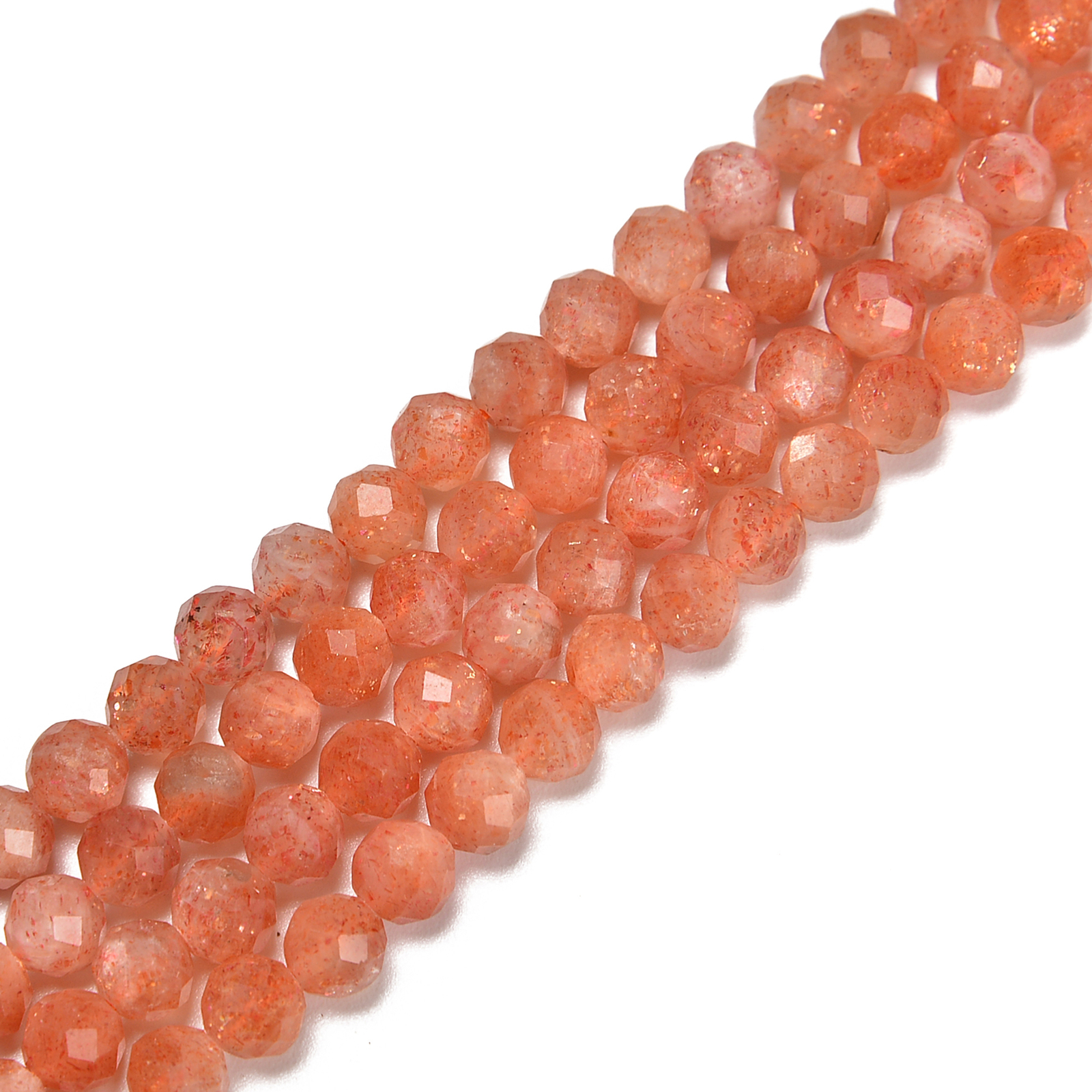 Natural Sunstone Lepidocrocite Faceted Round Beads 2.5mm 4mm 5mm 15.5″ Strand