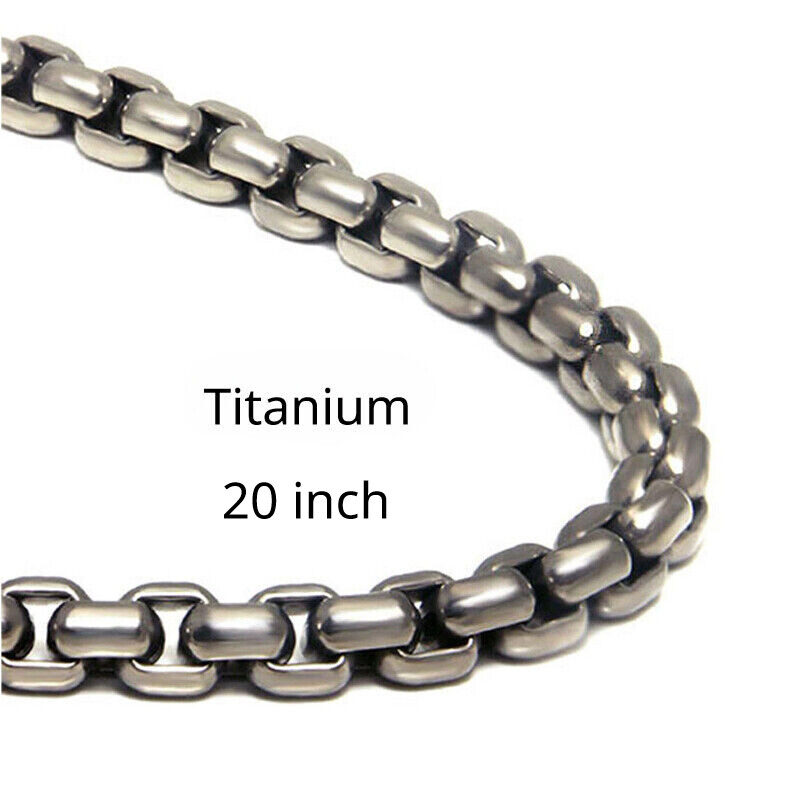 Pure Titanium Box Chain Necklace 3mm Men Unisex NO Allergic Skin Care Health 20″