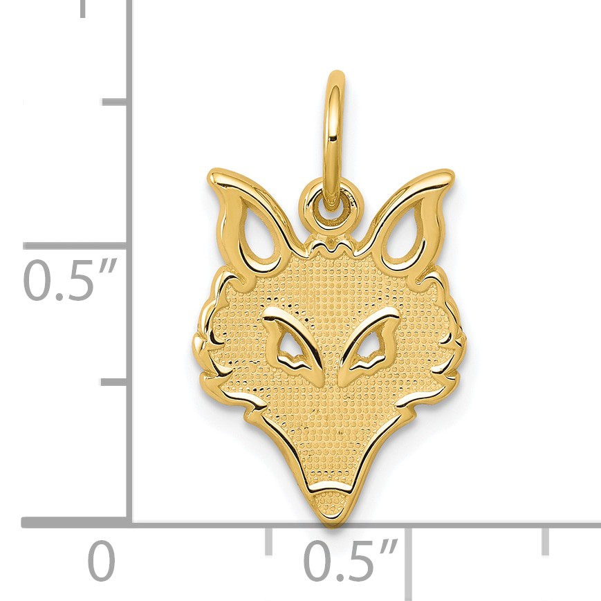 10k Solid Flat Back Small Fox Head Charm 10C783