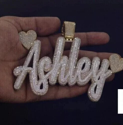 5Ct Lab Created Diamond Round “Ashley” Customize Pendant 14K Yellow Gold Plated