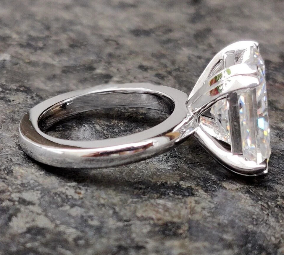 RARE 10.00 Ct Certified Radiant Cut Off White Diamond 925 Silver Ring Treated