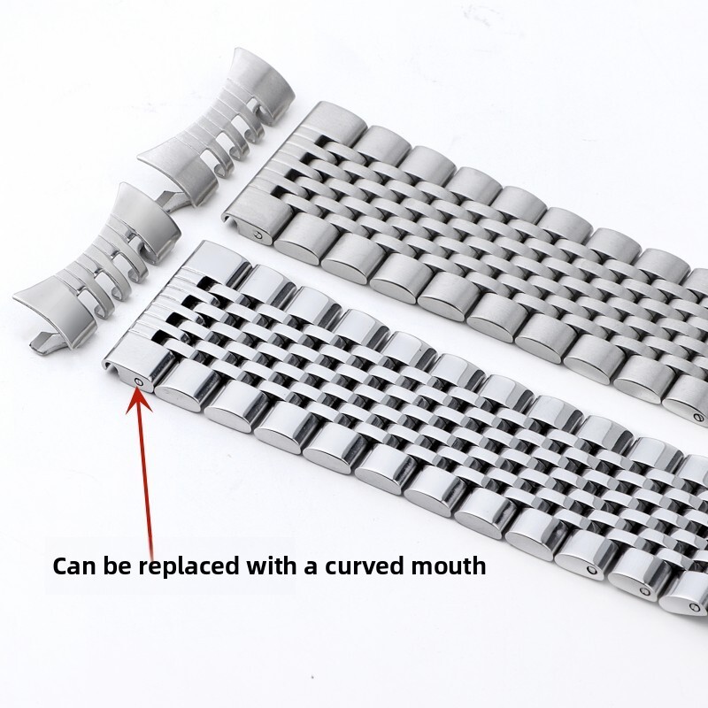 High Quality 9 Beads Stainless Steel Arc Watch Strap 18/20/22mm Metal Bracelet