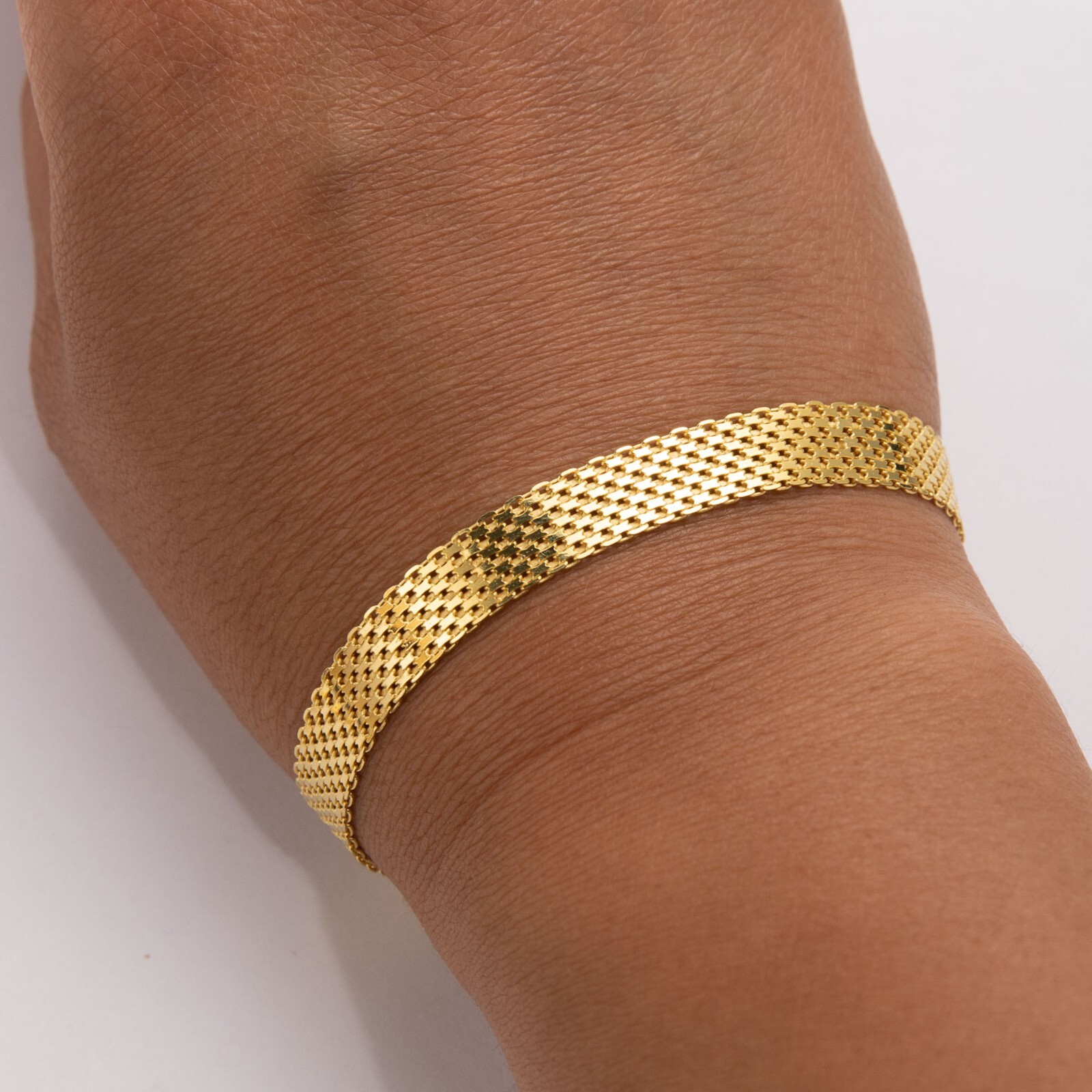Diamond-Cut Bismark Chain Bracelet 14K Yellow Gold Clad Silver 925 All Sizes