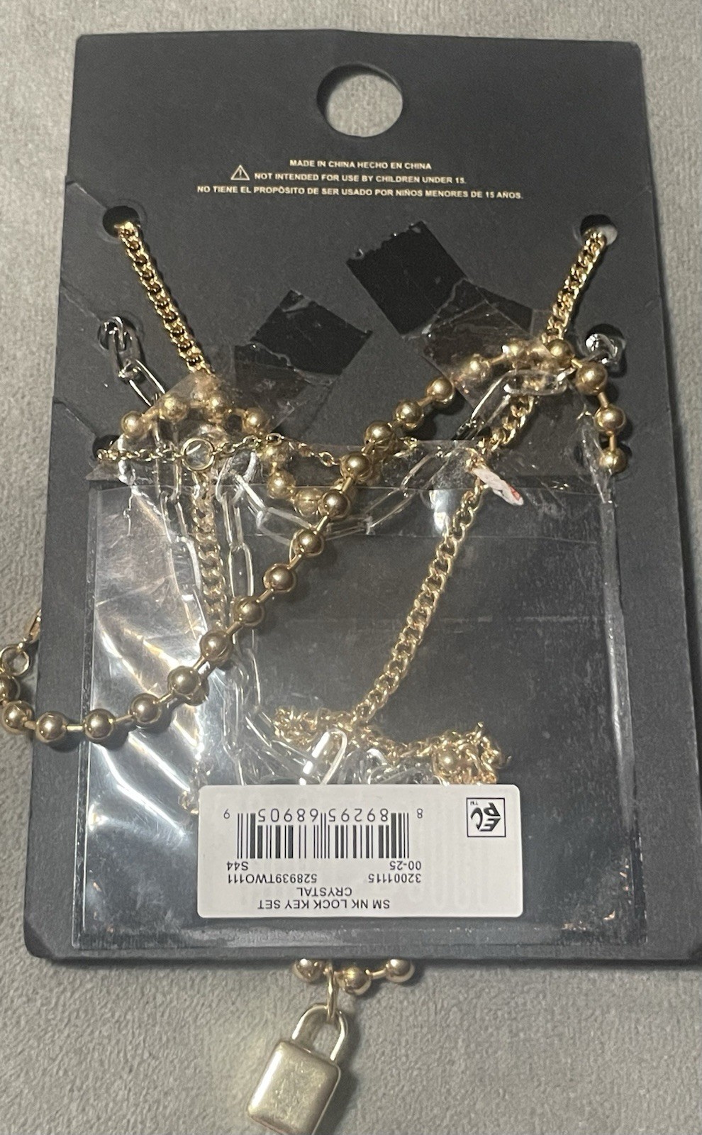 Madden NYC Two Tone Lock Key Layered Necklace Set 3 Pc Gold Silver NWT