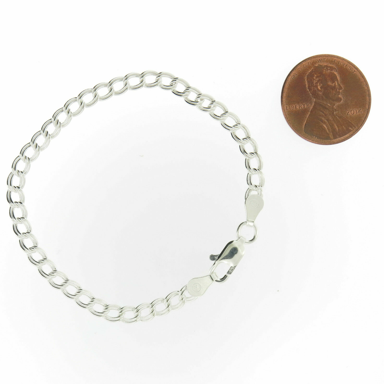 925 Sterling Silver 5MM Double Link Charm Bracelet And Anklet For Women And Men