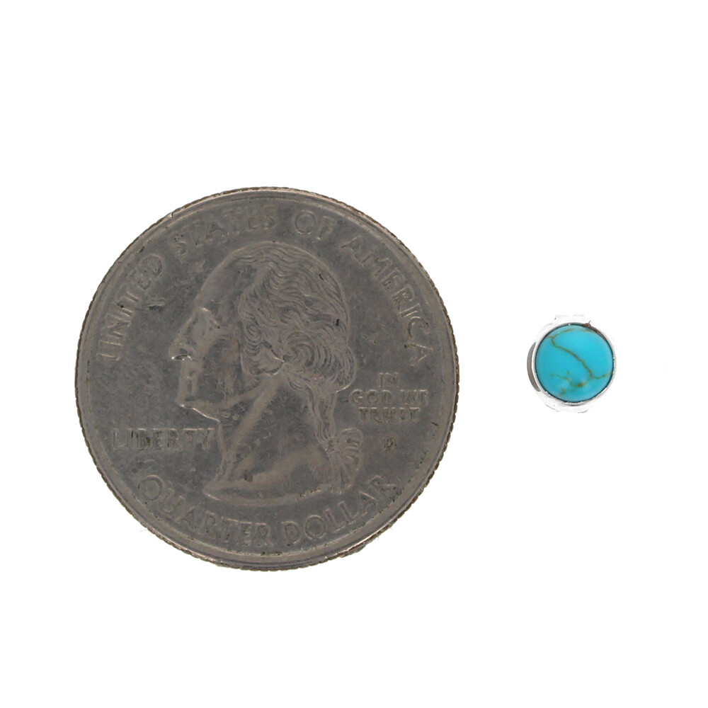 Turquoise Studs, Sterling Silver, Small Round Post Earrings, Second Hole, Mini T