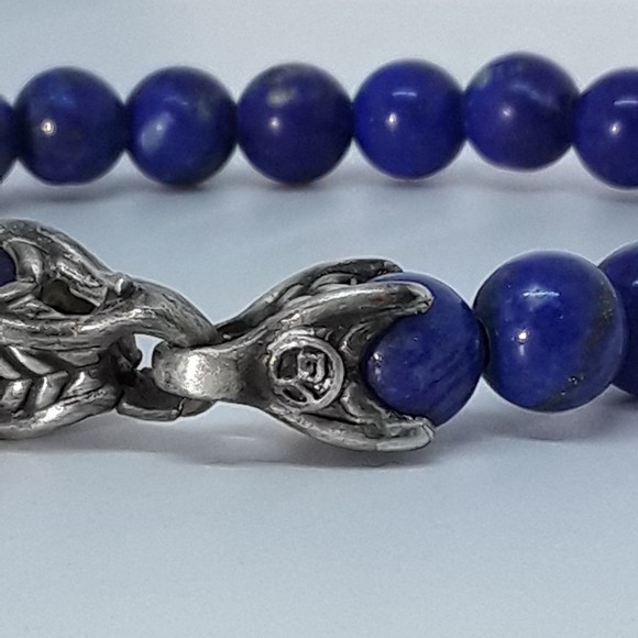 DAVID YURMAN Matrix 8mm Bead lapis lazuli Shinny Spiritual Beads Bracelet 8.5″