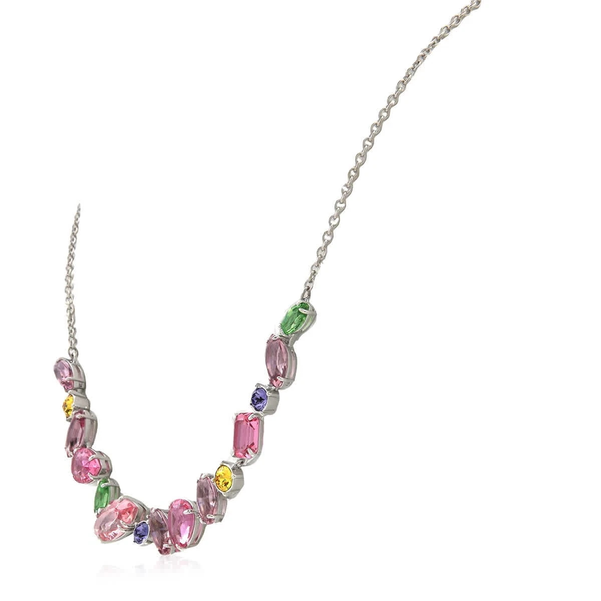 jewelry,Swarovski,Gema Necklace Mixed cuts, Multicolored, Rhodium-plated metal