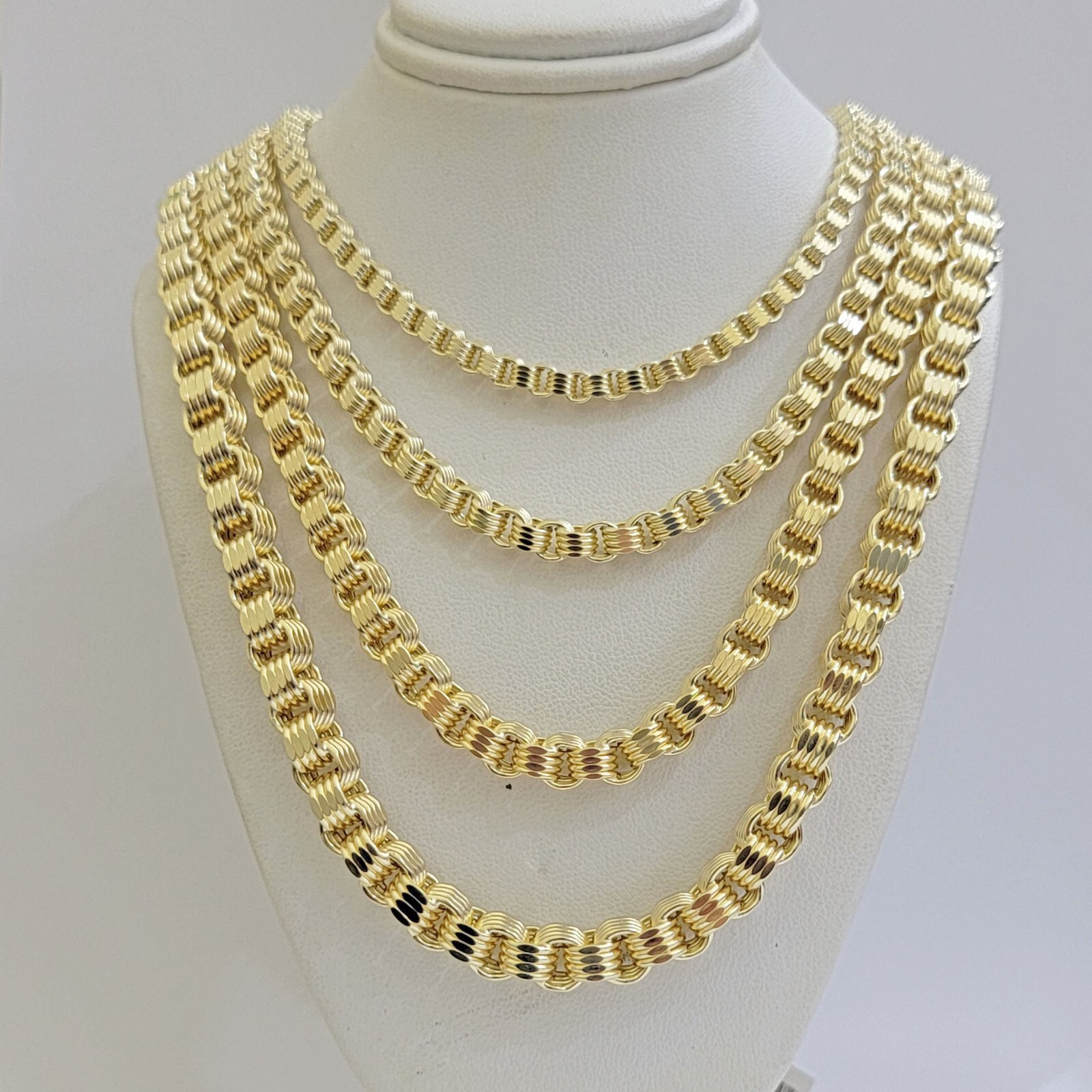 10k Yellow Gold Necklace Box Byzantine Chain 4mm 5mm 6mm 7mm 18 in- 30 in REAL