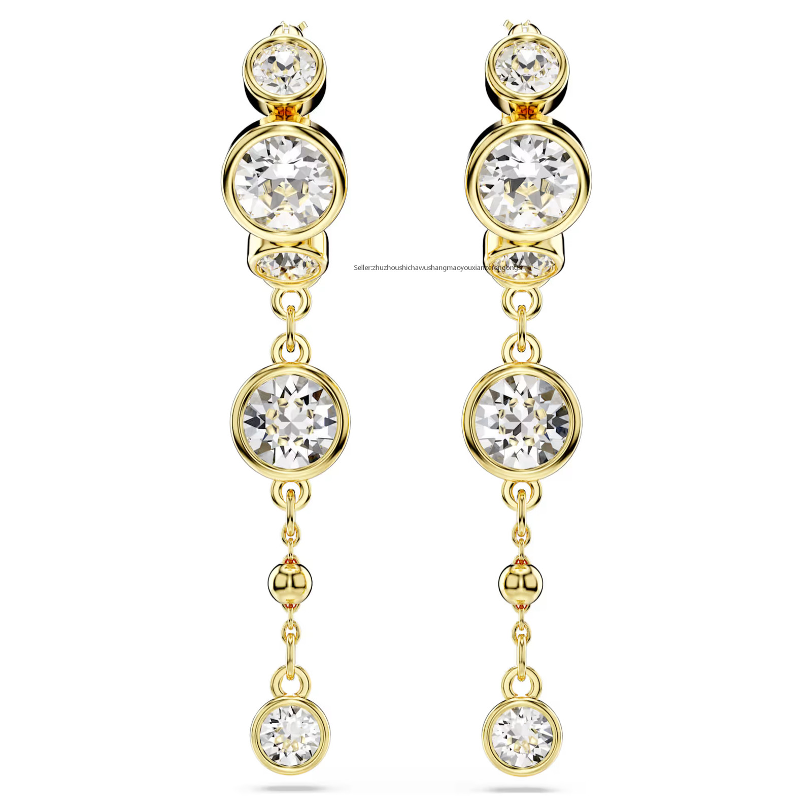 Imber White Mixed Metal Finish Drop Earrings Round Cut New