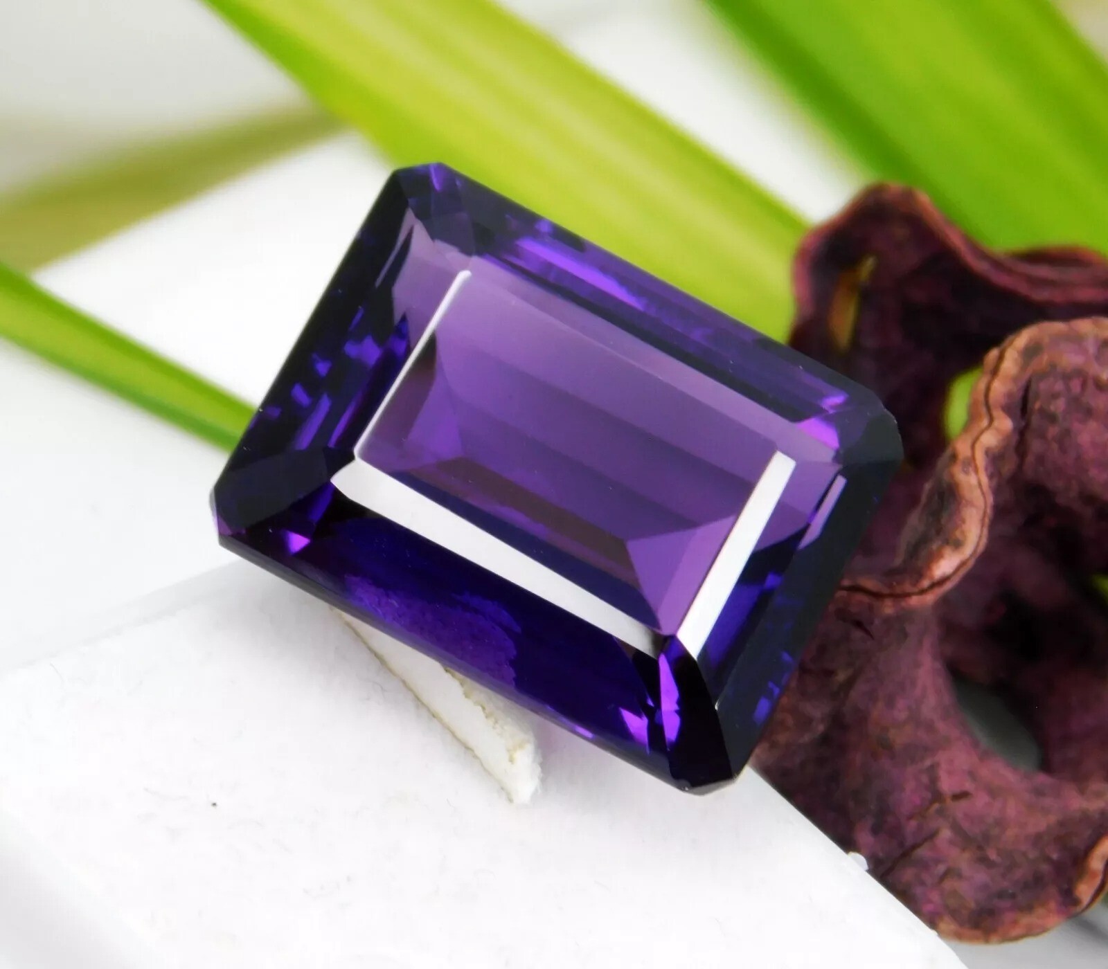 Amethyst Deep Purple Emerald Shape 21-23 Ct Loose Natural Certified Gemstone