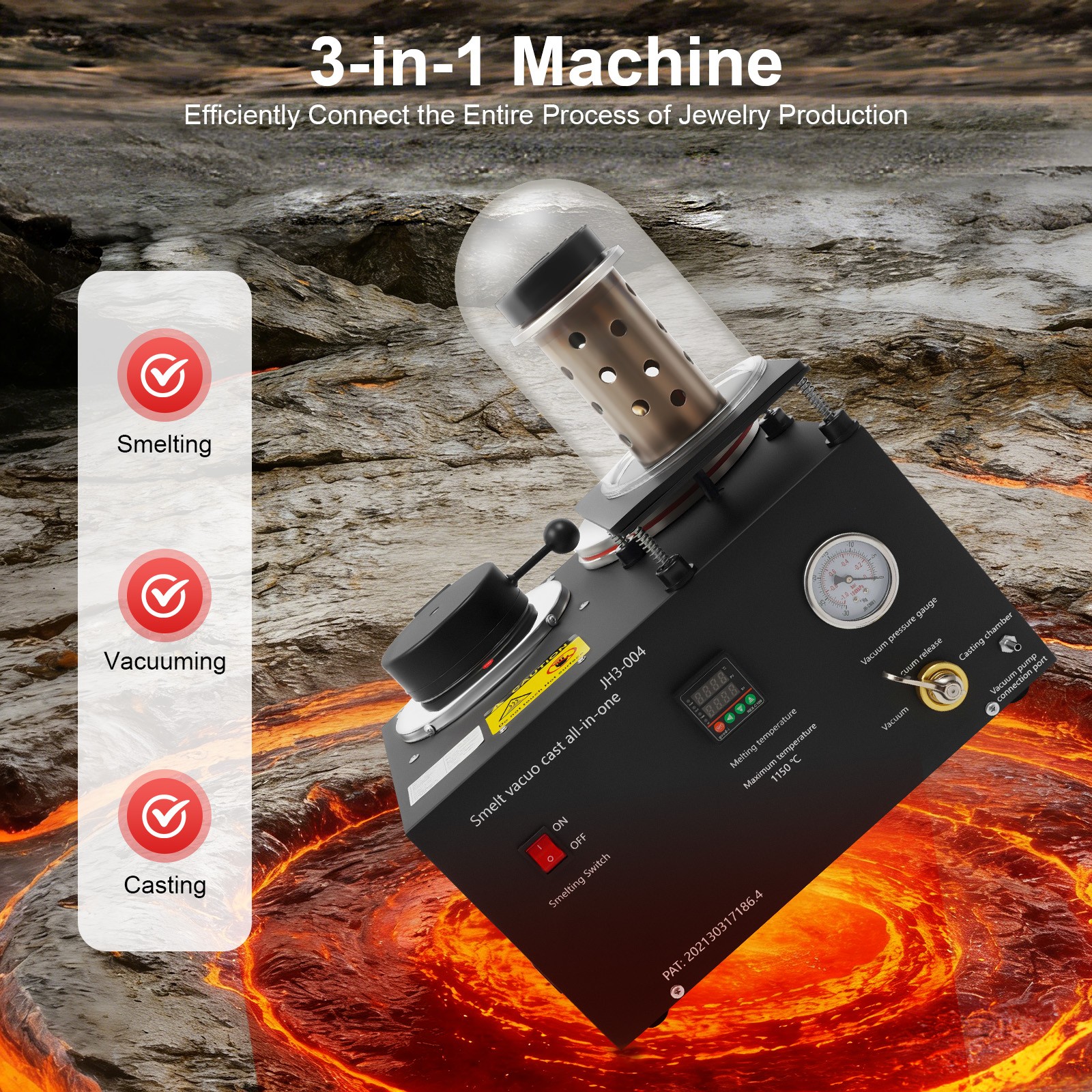 Jewelry Vacuum Casting Machine Jewelry Lost Wax Cast Combination Melter 2102℉