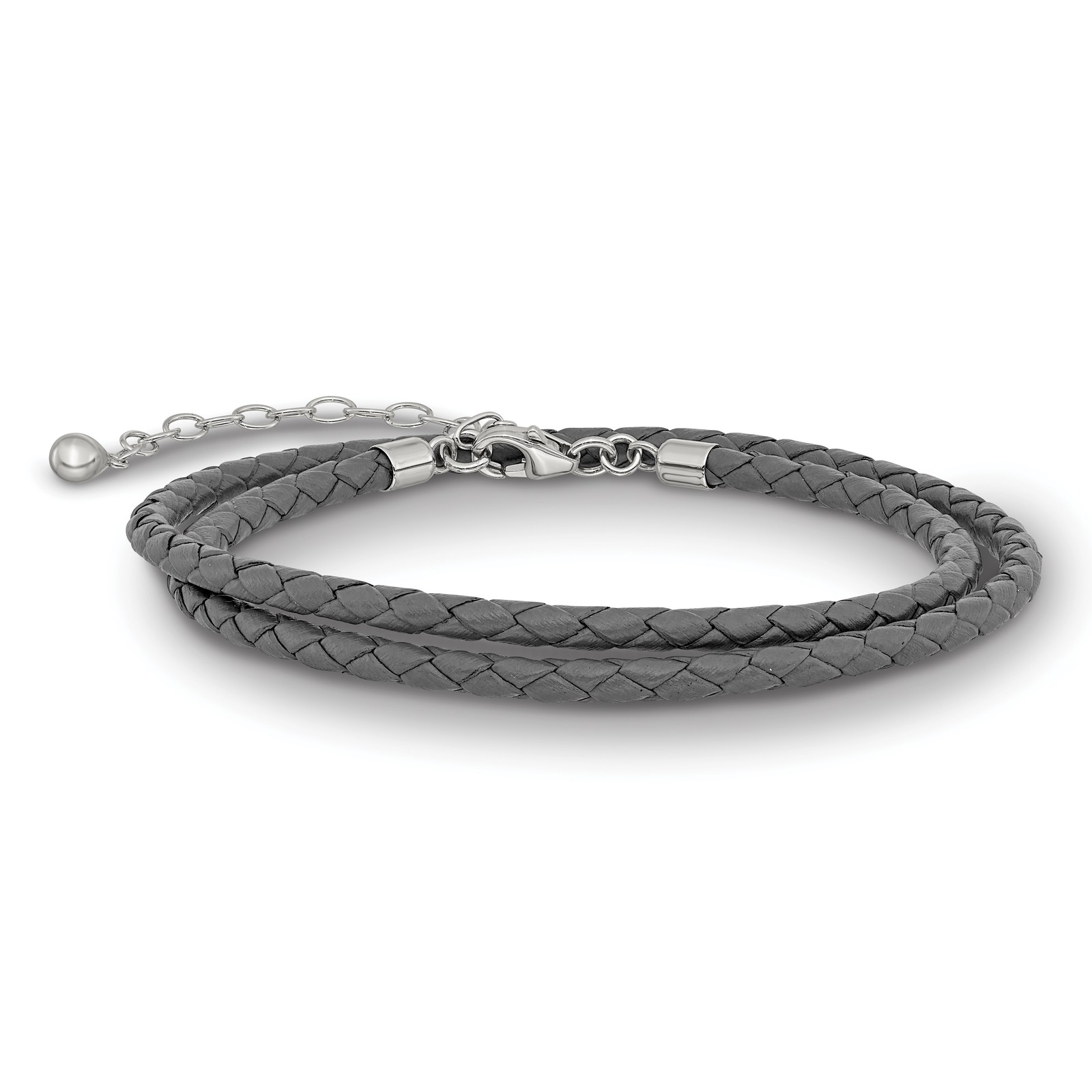 Silver Reflections Gray Leather 14 inch with a 2 inch extention Choker/Wrap Bra