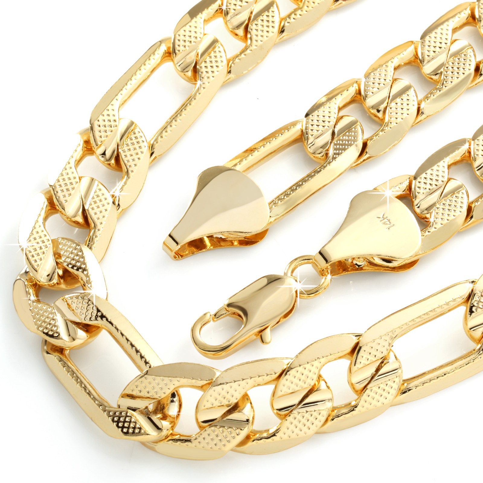 Frost Italy Figaro Chain 14K Gold Plated 12mm 24″ HipHop Fashion For Men & Women