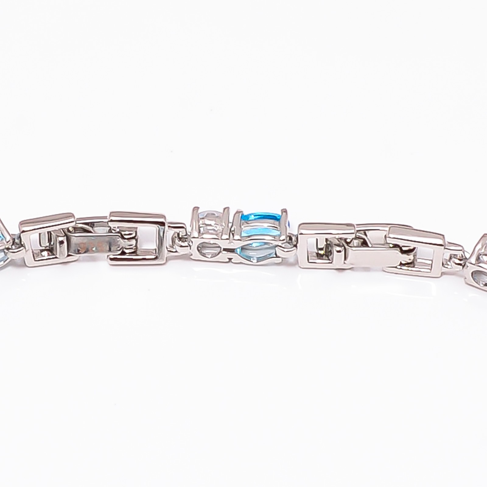 Blue Topaz, CZ 925 Sterling Silver Adjustable Bracelet 7-8″ B12804