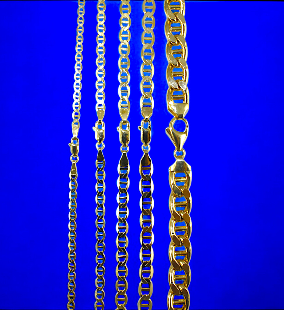 10K Yellow Gold SOLID Anchor Mariner Necklace Bracelet Chain Link 3mm-6mm 7″-30″