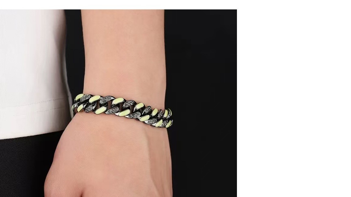 Luminous Cuban titanium plated steel bracelet
