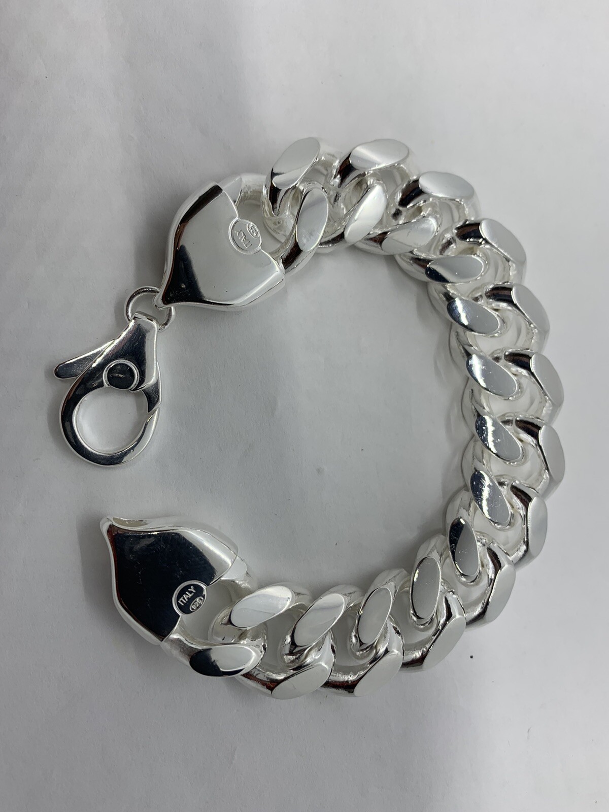 Hand Polished 18.2mm Solid 925 Silver Miami Cuban Link Men’s Bracelet 9″ Italy