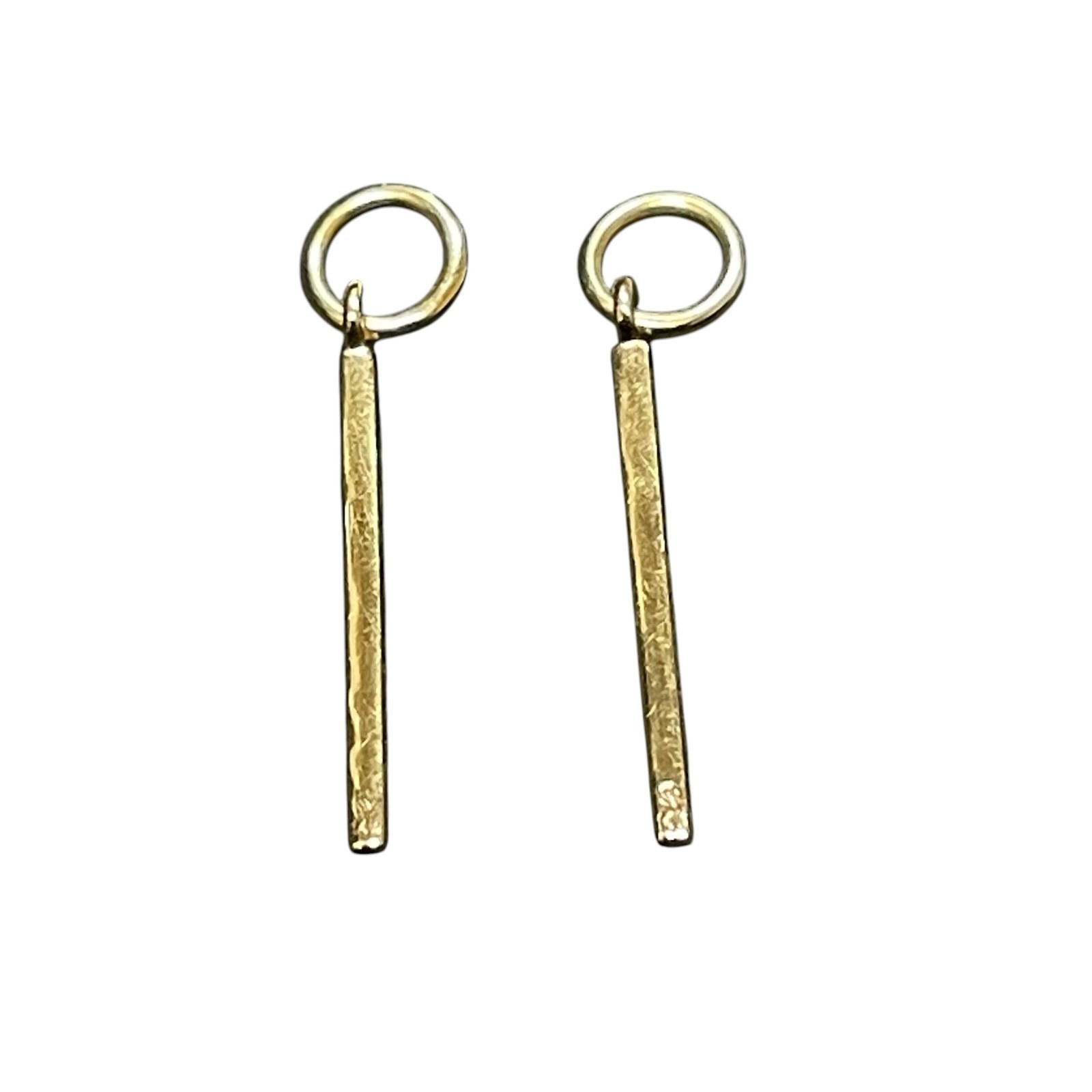 Mejuri Pavé Diamond Bar Hoop Charms 14K Solid Yellow Gold Pair 0.58g Minimalist