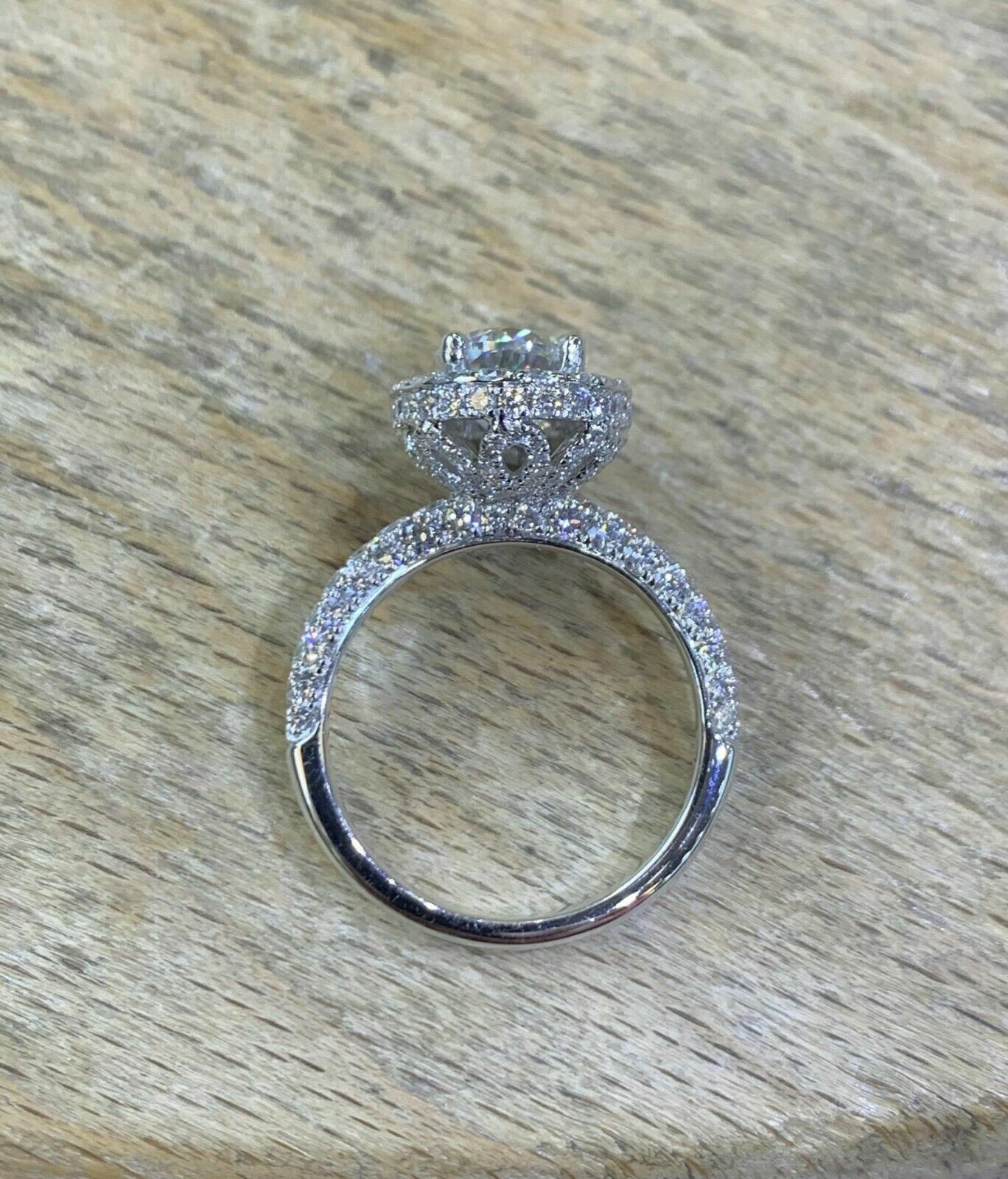 Delicate 2Ct Lab Created Diamond Halo Engagement Ring 14K White Gold Finish
