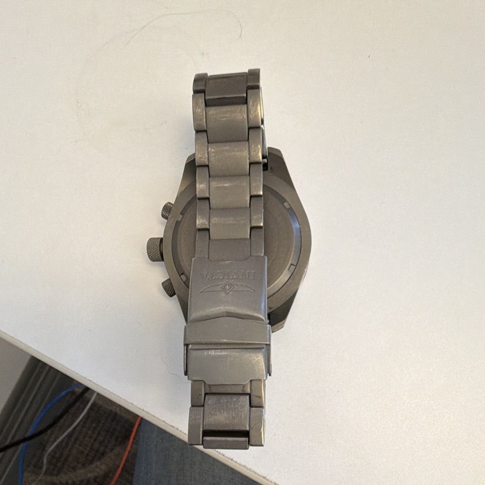 Invicta Men’s Quartz Chronograph 12-Hour Black Dial 50mm Gray Bracelet 50m