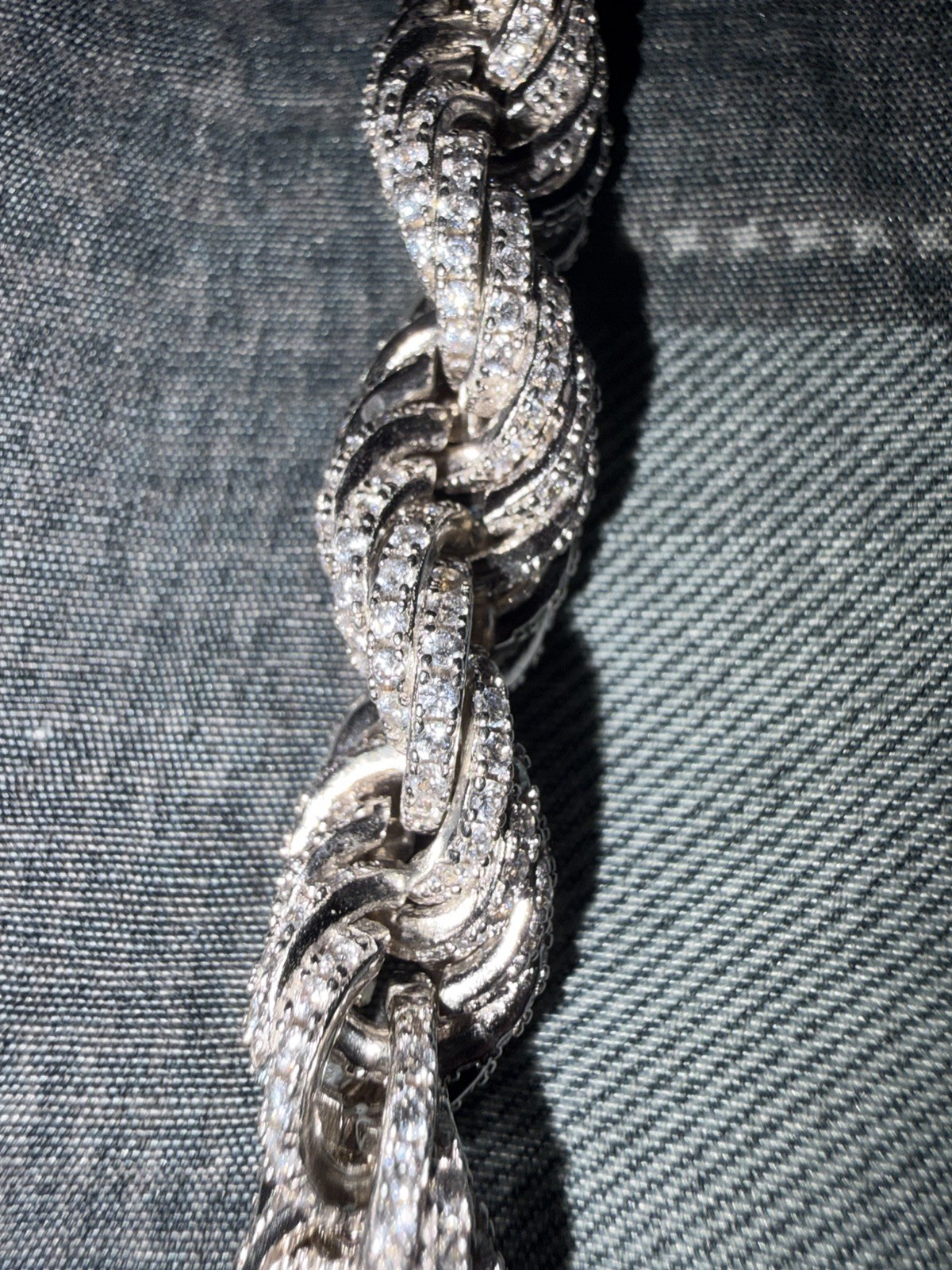 24” Solid 925 Sterling Silver Men’s HipHop Rope Chain CZ diamonds