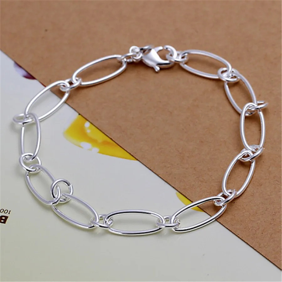 925 Sterling Silver Charm Glossy Bead Bangle Women’s Fashion Bracelet Jewelry