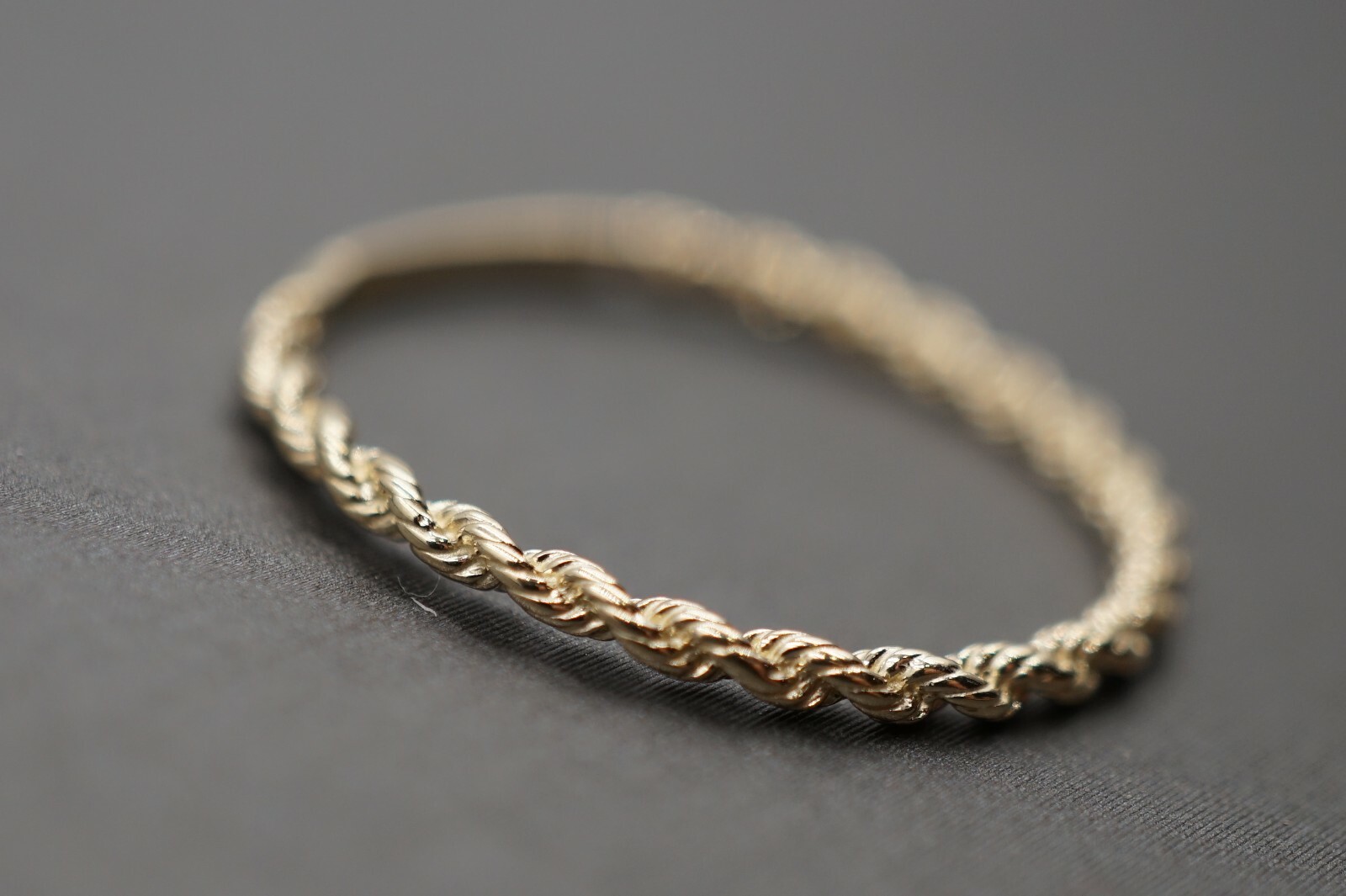 10K Solid Yellow Gold 1.6MM Thin Plain Rope Trim Dainty Stackable Band Ring.