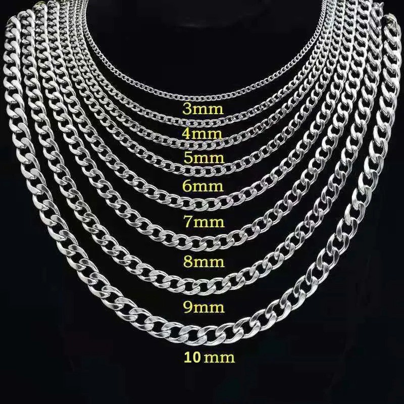 925 Sterling Silver Plated Cuban Link Chain Necklace for Men – 6MM, 8MM, 10MM Hi