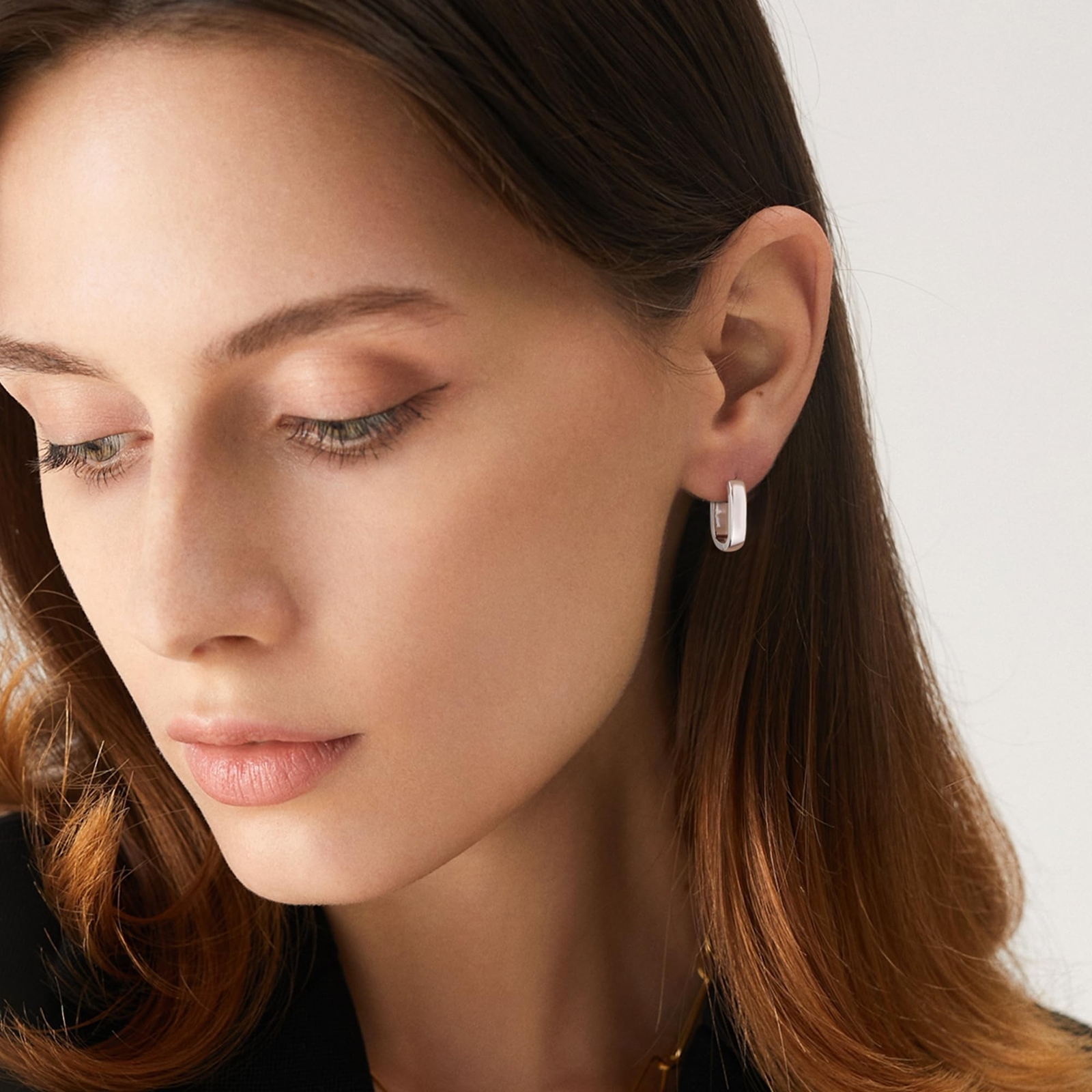 925 Sterling Silver Earrings Small Chunky Sliver Hoop Earrings for Women Tren…