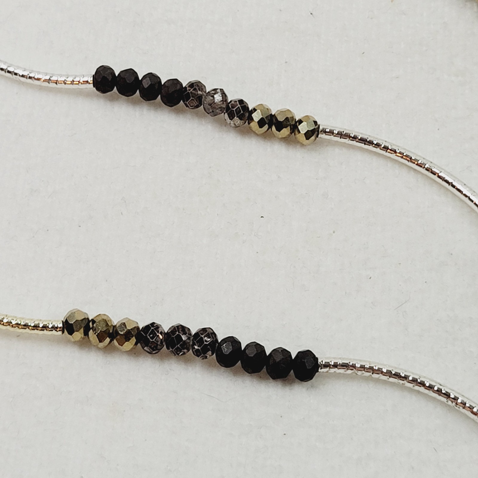 Brown AB Rhinestone and Bar Beaded Necklace Station About 46″ Long Stackable