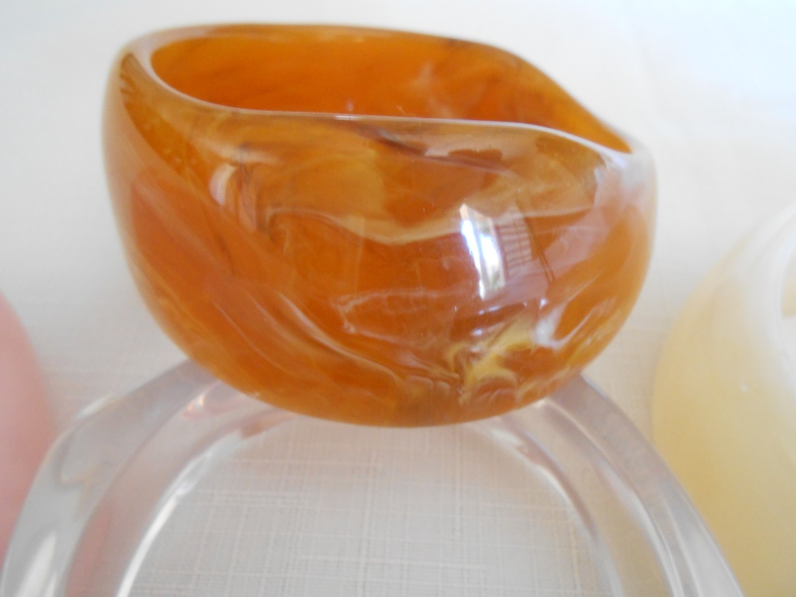 Set of 6 Bangle Bracelets Wide Marbled Acrylic Resin Multiple Colors