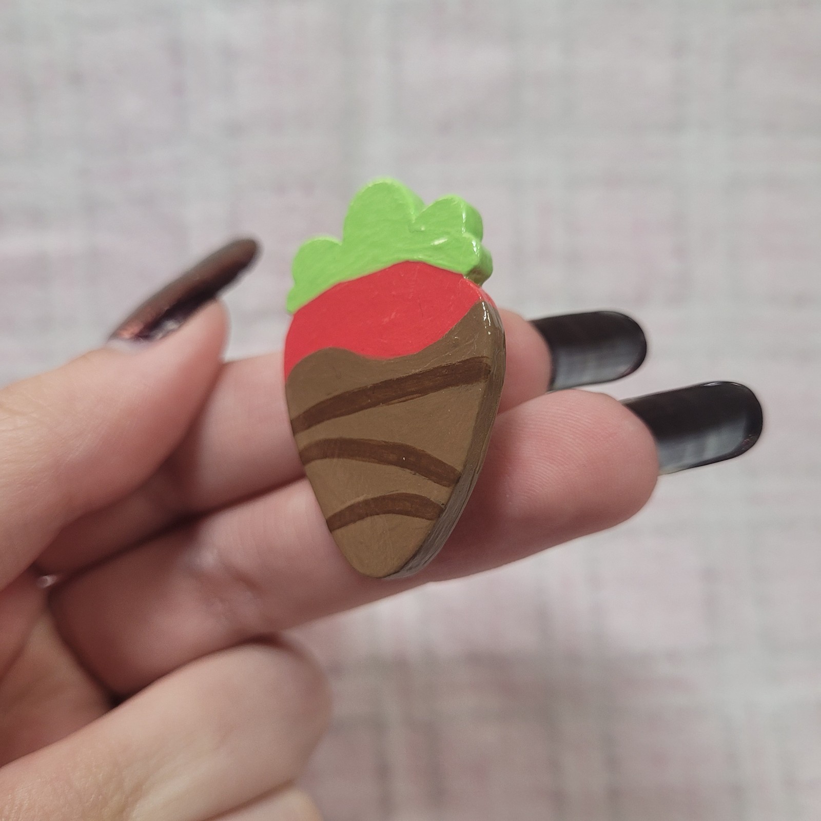 Handmade Art Polymer Clay Strawberry Pin Food Cute Handcrafted