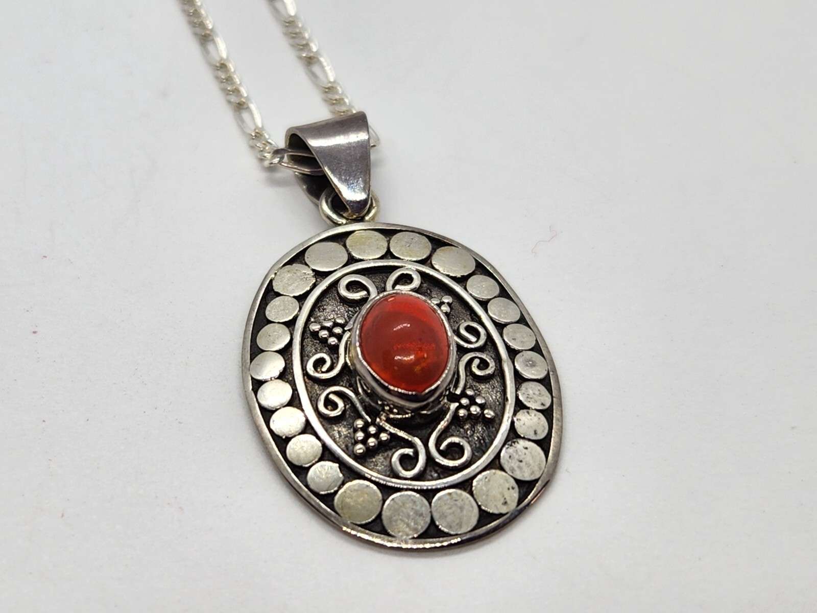 Carnelian Sterling Silver Necklace 20″