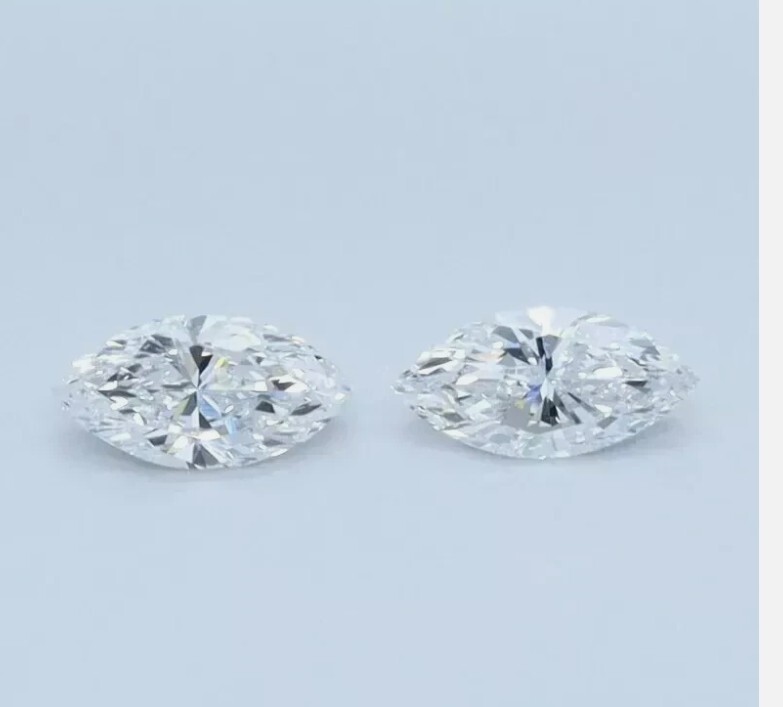 Certified Marquise Loose CVD Diamond 2 Ct Pair Lab-Grown 5 x 10 mm IF Clarity