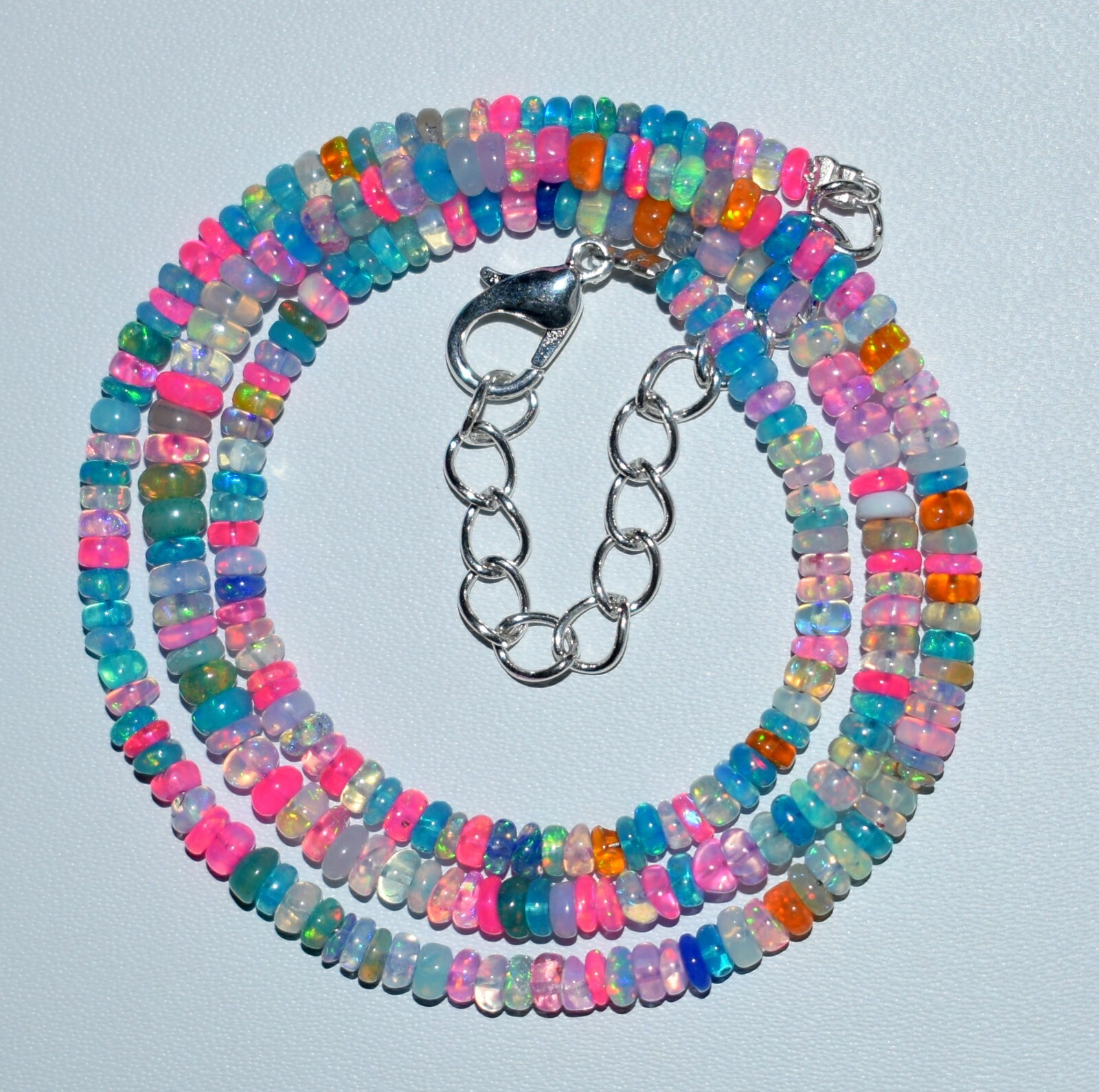 AAA+ Natural Ethiopian Opal Wello Fire Opal Gemstone Beads 16″Necklace F1870