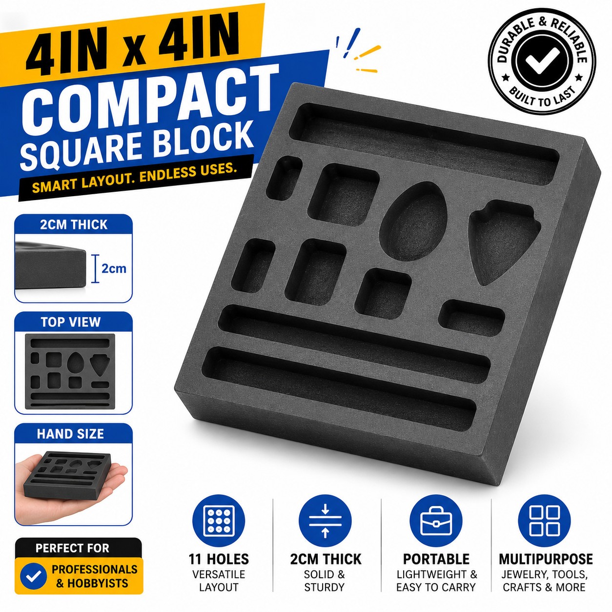 4x4in Graphite Refining Mold Gold Bar Coin Silver Scrap Melting Casting Tool Set