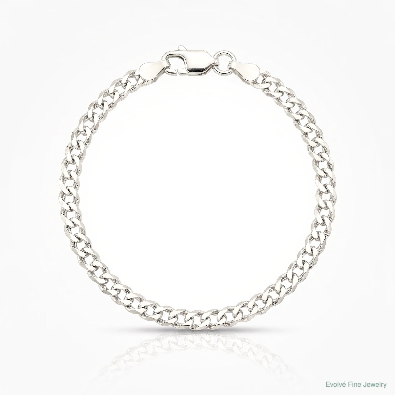 Sterling Silver 4.25mm 6 Side Diamond-Cut Flat Double Curb Chain Bracelet 7″-8″