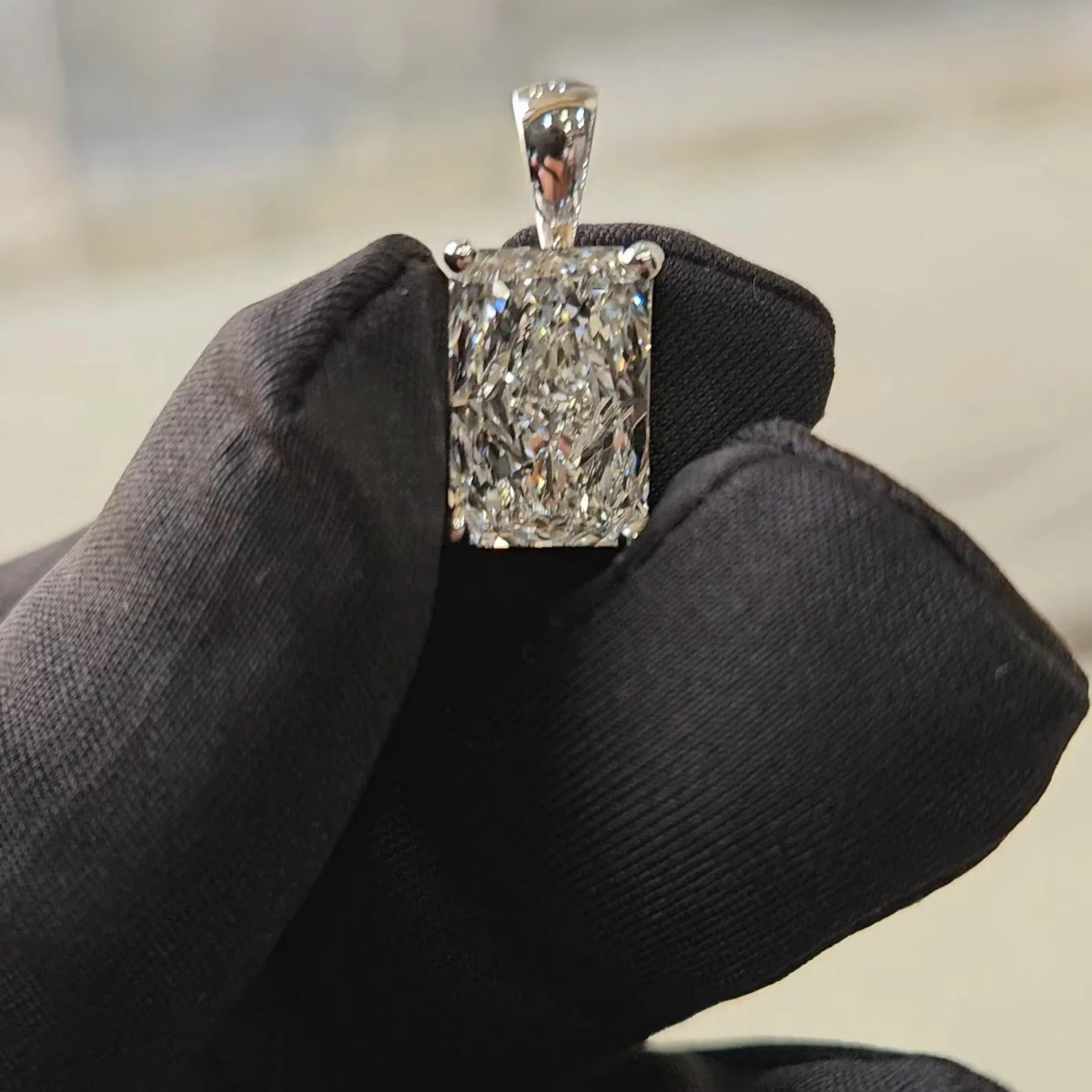 5 CTW Radiant Cut Moissanite Only Pendant 14k White Gold Plated Without Chain