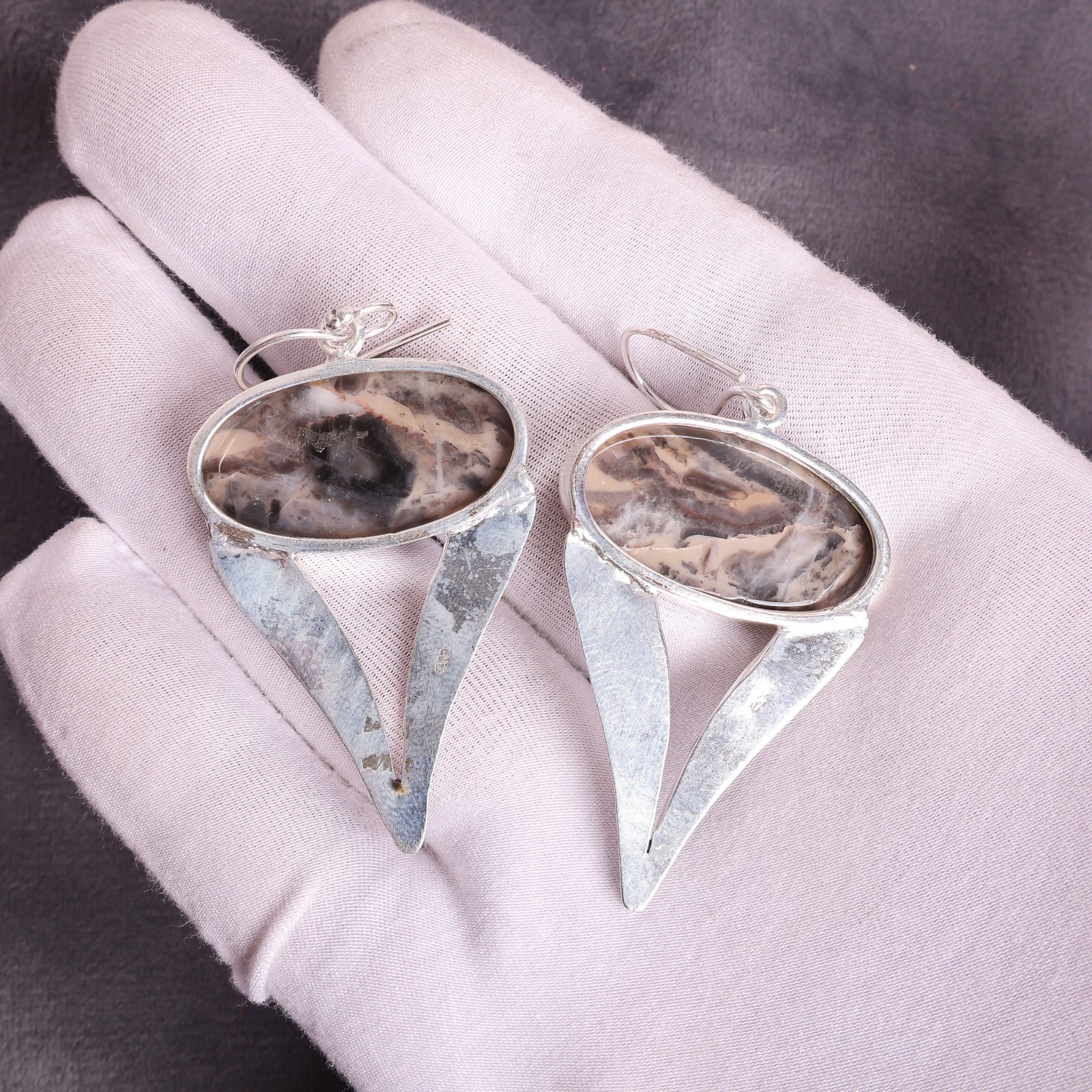 Natural Stick Agate Gemstone Drop/Dangle Earrings 925 Sterling Silver For Girls