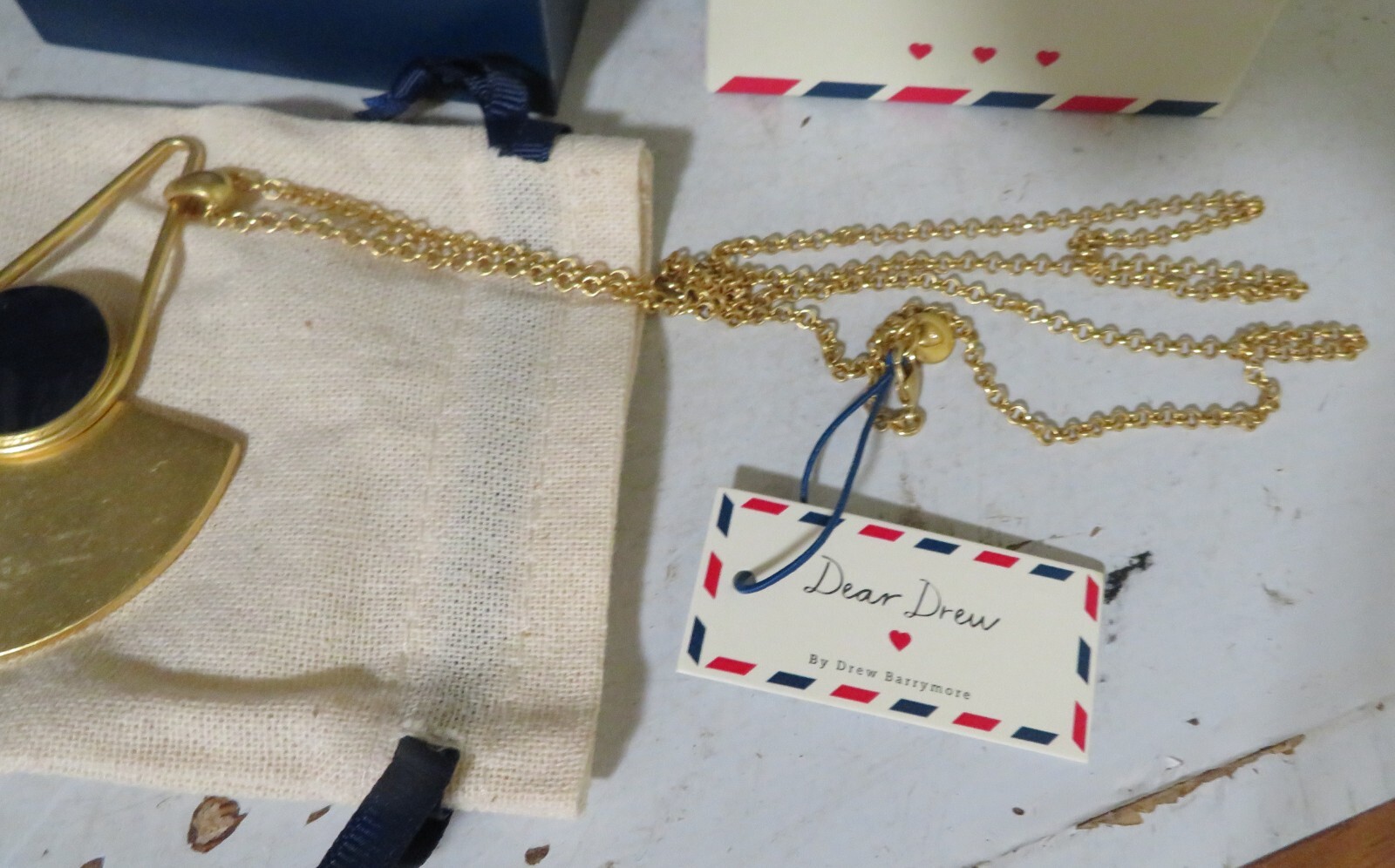 Dear Drew by Barrymore Soho Fan Blue Pendant Necklace 32″ Stay In Love w Unknown