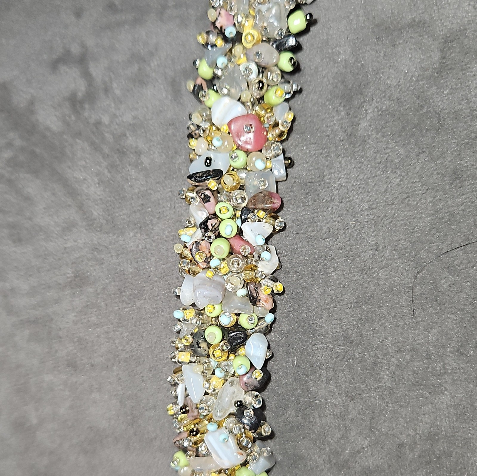 Multicolor Chip Crystal Beaded Bracelet, Asymmetrical.