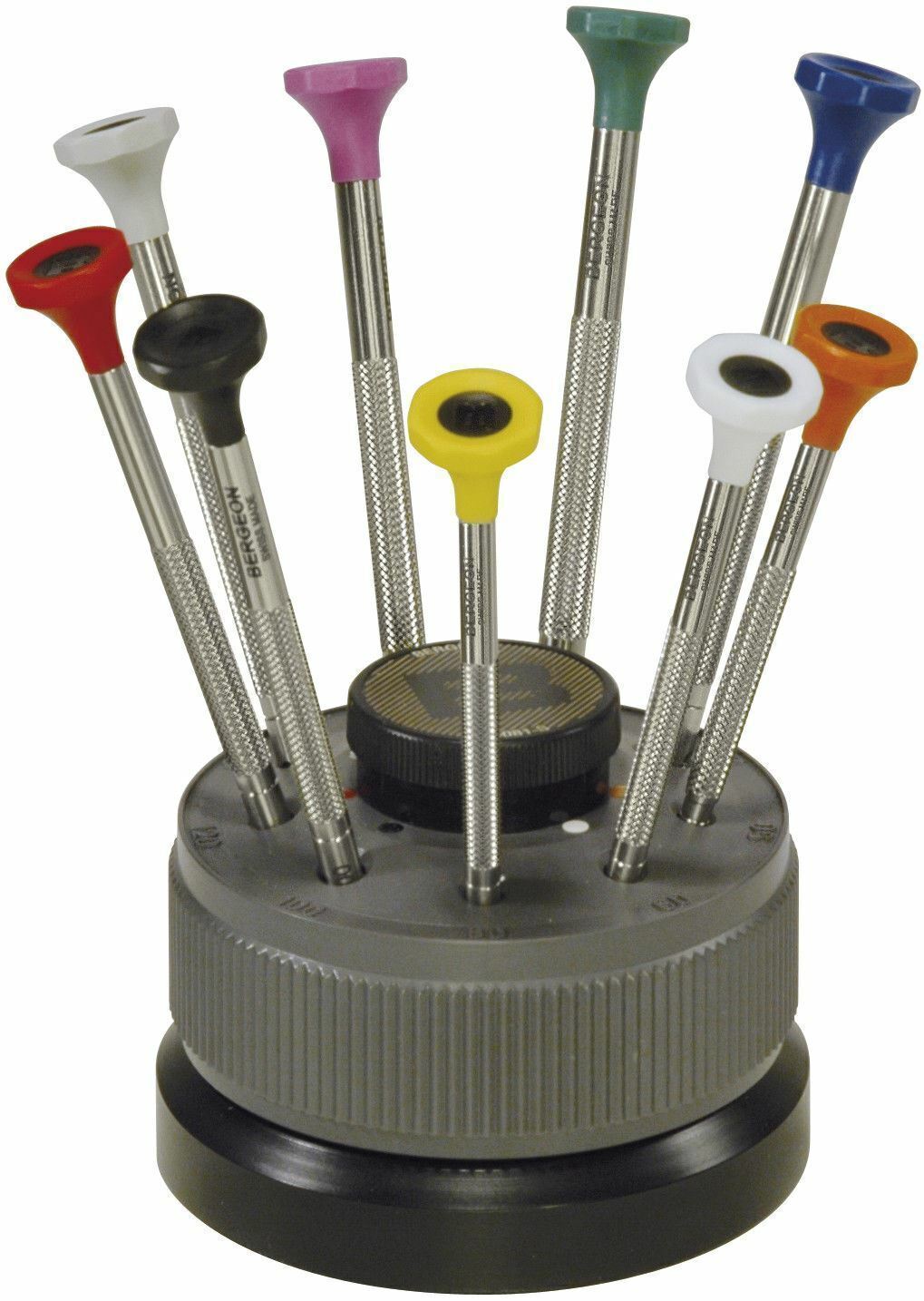 Bergeon 30081-S09 Watchmakers Screwdriver Set on Rotating Stand Stainless Steel