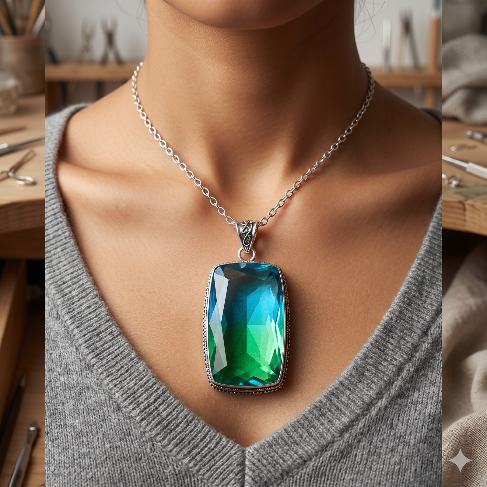 October Birth Tourmaline Channel Set Daughter Pendant Jewelry Sterling Silver