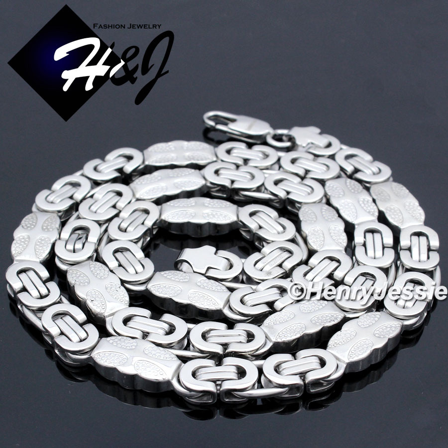 18-40″MEN Stainless Steel 8mm Silver Flat Byzantine Box Link Chain Necklace*N156